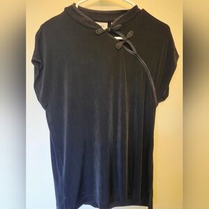 ♥️Chico's Travelers Black Mock Neck Short Sleeve Blouse Chico's Size 2/US Size L